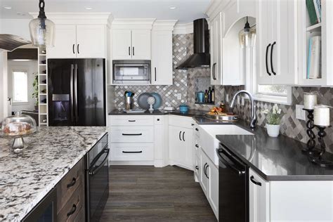 pictures of kitchen white cabinets and black stainless steel appliances|mixing white and stainless appliances.